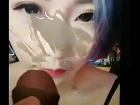 Matured Taiwanese webcam main Mio gets a bukkake cum compel